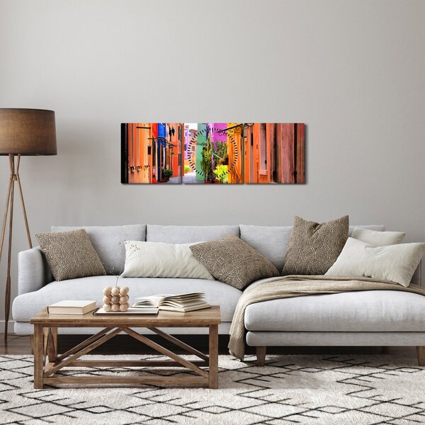 Slika - Šarena kuća u Buranu, Venecija (sa satom) (90x30 cm)