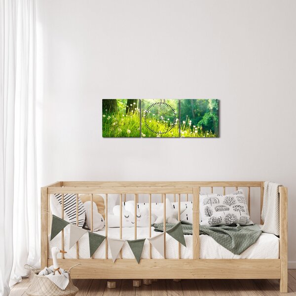 Slika - Čarobna livada puna maslačaka (sa satom) (90x30 cm)