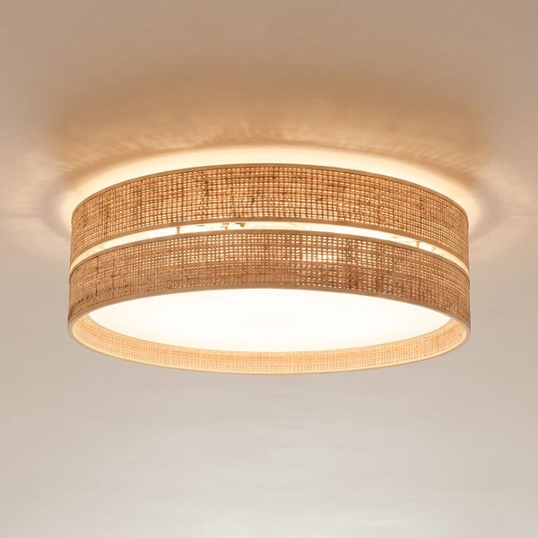TK Lighting Stropna svjetiljka Calma, bež, rafija, Ø 60 cm, E27, prigušiva, Bež, Dnevni boravak/blagovaonica, Ostalo