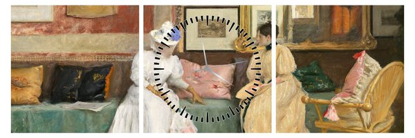 Slika - William Merritt Chase, A Friendly Call, reprodukcije (sa satom) (90x30 cm)