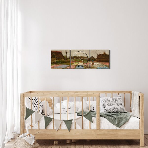 Slika - Vincent van Gogh, Flower Beds in Holland, reprodukcije (sa satom) (90x30 cm)