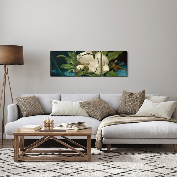 Slika - Martin Johnson Heade, Giant Magnolias on a Blue Velvet Cloth, reprodukcije (sa satom) (90x30 cm)