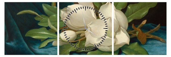 Slika - Martin Johnson Heade, Giant Magnolias on a Blue Velvet Cloth, reprodukcije (sa satom) (90x30 cm)