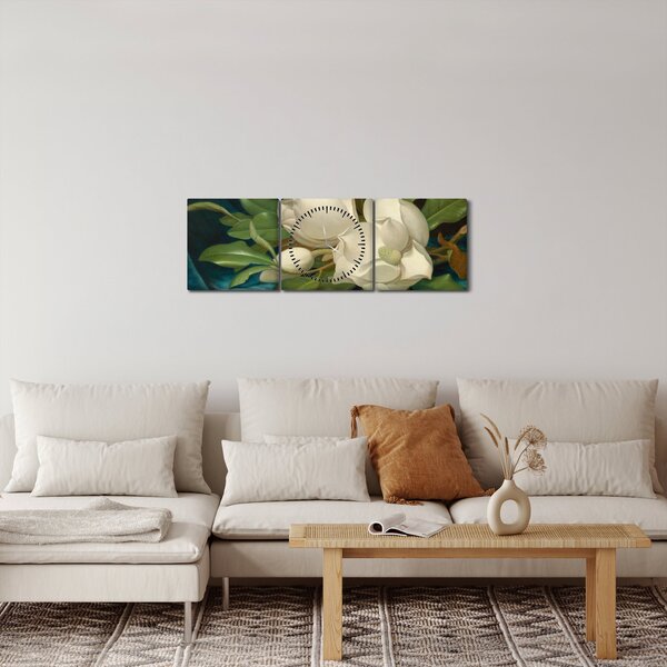 Slika - Martin Johnson Heade, Giant Magnolias on a Blue Velvet Cloth, reprodukcije (sa satom) (90x30 cm)