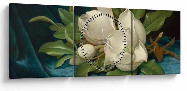 Slika - Martin Johnson Heade, Giant Magnolias on a Blue Velvet Cloth, reprodukcije (sa satom) (90x30 cm)