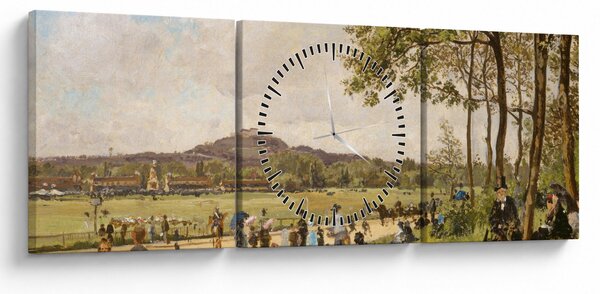 Slika - French 19th Century, Race Course at Longchamps, reprodukcije (sa satom) (90x30 cm)