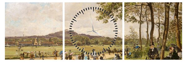 Slika - French 19th Century, Race Course at Longchamps, reprodukcije (sa satom) (90x30 cm)