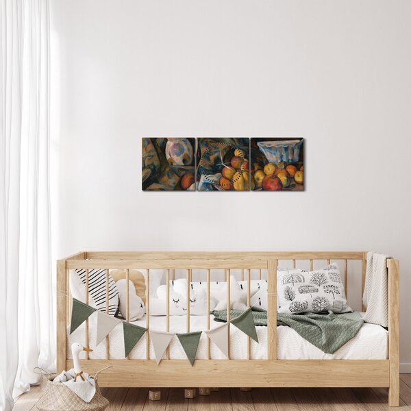 Slika - Paul Cézanne, Still Life with Apples and Peaches, reprodukcije (sa satom) (90x30 cm)