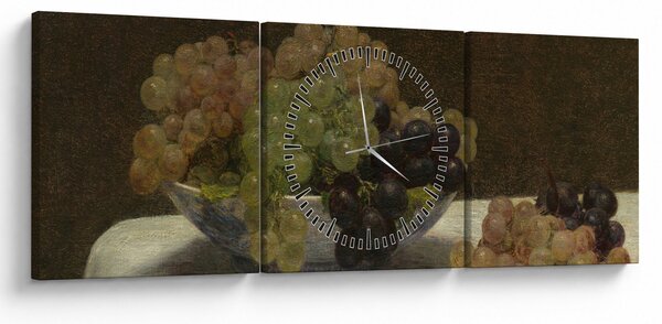Slika - Henri Fantin-Latour, Still Life with Grapes and a Carnation, reprodukcije (sa satom) (90x30 cm)