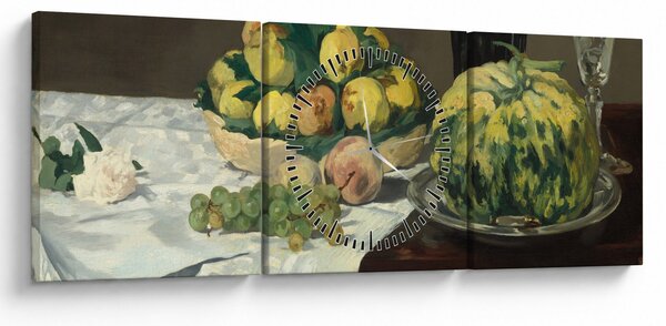 Slika - Edouard Manet, Still Life with Melon and Peaches, reprodukcije (sa satom) (90x30 cm)