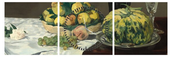 Slika - Edouard Manet, Still Life with Melon and Peaches, reprodukcije (sa satom) (90x30 cm)