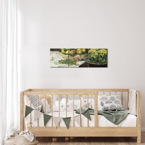 Slika - Edouard Manet, Still Life with Melon and Peaches, reprodukcije (sa satom) (90x30 cm)