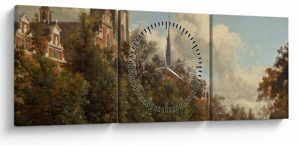 Slika - Jan van der Heyden, View Down a Dutch Canal, reprodukcije (sa satom) (90x30 cm)
