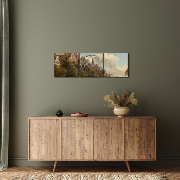 Slika - Jan van der Heyden, View Down a Dutch Canal, reprodukcije (sa satom) (90x30 cm)