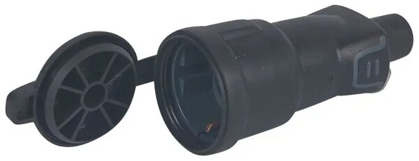 50344 UTIČNICA NASTAVAK 2P+E GUMENA S POKLOPCEM IP44 LE050344