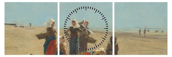 Slika - Eugène Boudin, Women on the Beach at Berck, reprodukcije (sa satom) (90x30 cm)