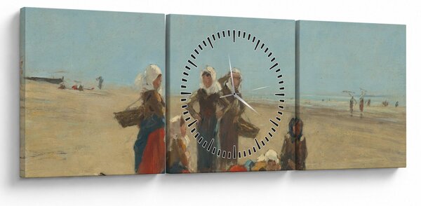 Slika - Eugène Boudin, Women on the Beach at Berck, reprodukcije (sa satom) (90x30 cm)