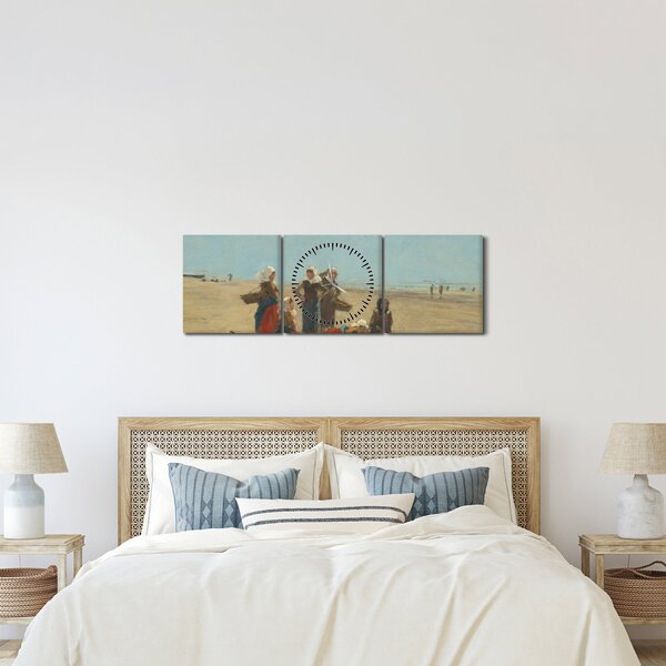 Slika - Eugène Boudin, Women on the Beach at Berck, reprodukcije (sa satom) (90x30 cm)