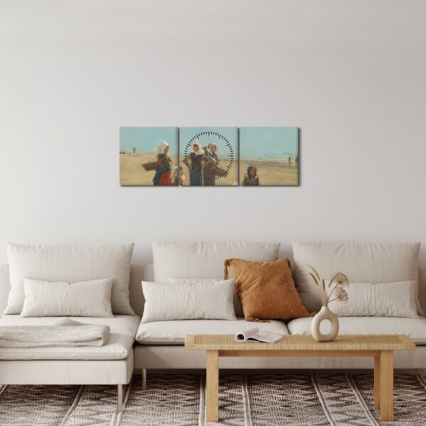 Slika - Eugène Boudin, Women on the Beach at Berck, reprodukcije (sa satom) (90x30 cm)