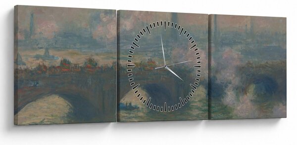 Slika - Claude Monet, Waterloo Bridge, Gray Day, reprodukcije (sa satom) (90x30 cm)