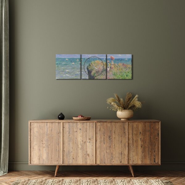 Slika - Claude Monet, Cliff Walk at Pourville, reprodukcije (sa satom) (90x30 cm)
