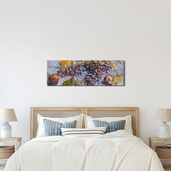 Slika - Vincent van Gogh, Grapes, Lemons, Pears, and Apples, reprodukcije (sa satom) (90x30 cm)