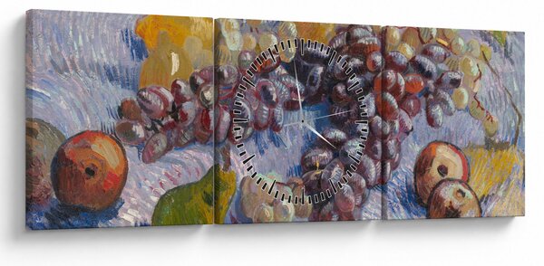 Slika - Vincent van Gogh, Grapes, Lemons, Pears, and Apples, reprodukcije (sa satom) (90x30 cm)