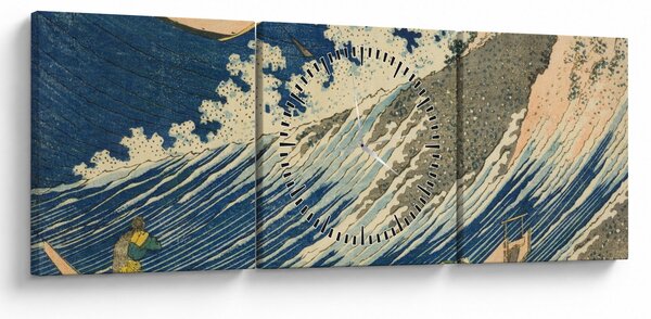 Slika - Katsushika Hokusai, Fishing Boats at Choshi in Shimosa (Soshu Choshi) , reprodukcije (sa satom) (90x30 cm)