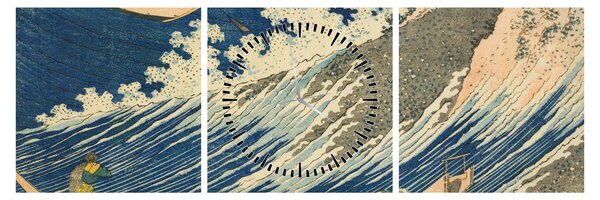 Slika - Katsushika Hokusai, Fishing Boats at Choshi in Shimosa (Soshu Choshi) , reprodukcije (sa satom) (90x30 cm)