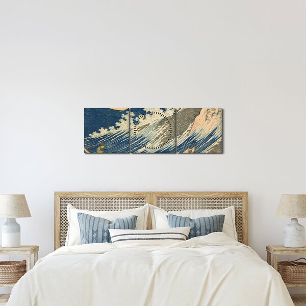 Slika - Katsushika Hokusai, Fishing Boats at Choshi in Shimosa (Soshu Choshi) , reprodukcije (sa satom) (90x30 cm)
