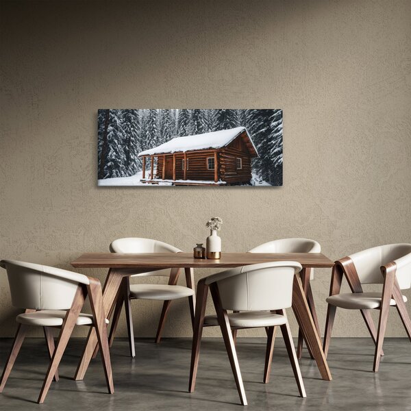 Slika - Koliba prekrivena snijegom (120x50 cm)