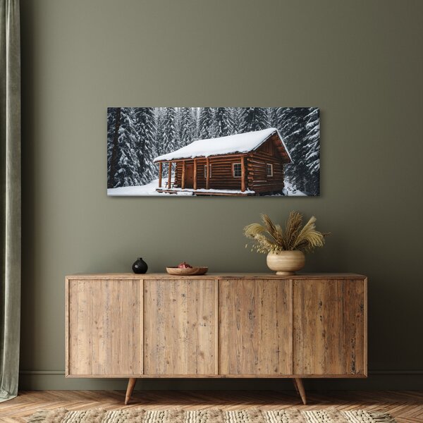 Slika - Koliba prekrivena snijegom (120x50 cm)