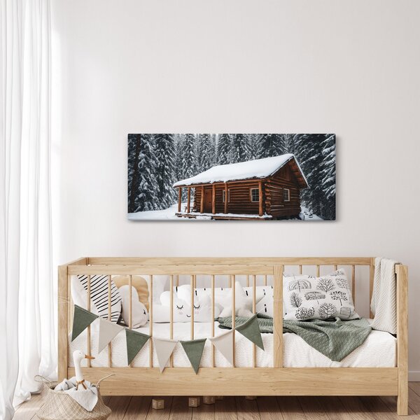 Slika - Koliba prekrivena snijegom (120x50 cm)