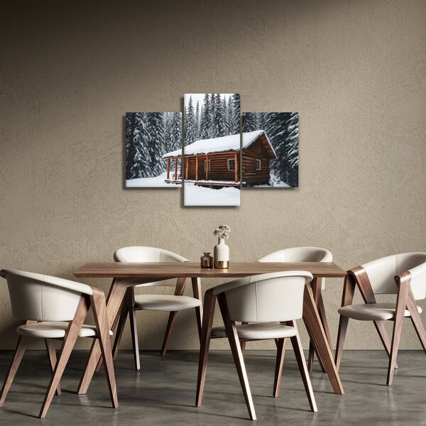 Slika - Koliba prekrivena snijegom (90x60 cm)