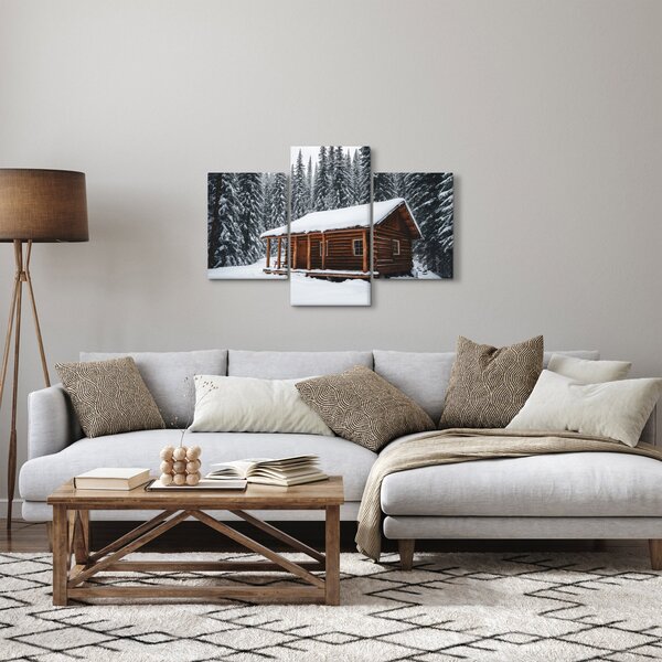 Slika - Koliba prekrivena snijegom (90x60 cm)