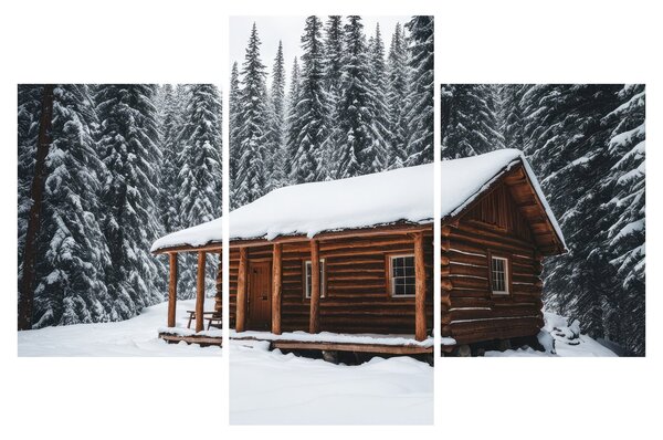 Slika - Koliba prekrivena snijegom (90x60 cm)