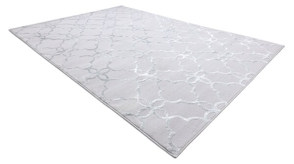 Tepih MEFE moderna 8504 Djetelina, cvijeće - Strukturne, dvije razine flora Siva / Bijela