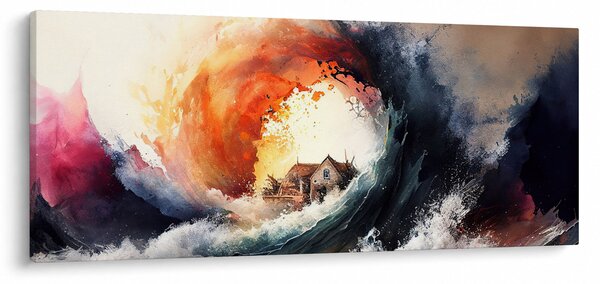 Slika - U vrtlogu poplave, akvarel (120x50 cm)