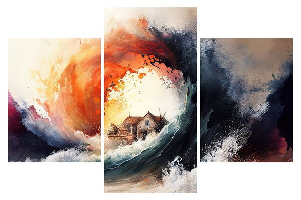 Slika - U vrtlogu poplave, akvarel (90x60 cm)
