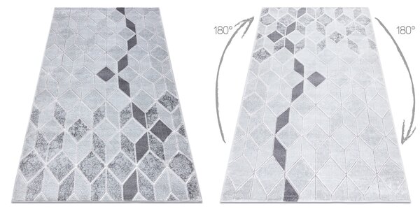 Tepih MEFE moderna B400 Kocka, geometrijski 3D - Strukturne, dvije razine flora Siva