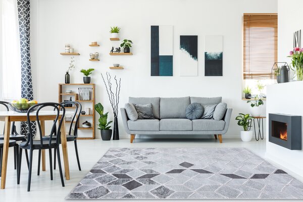 Tepih MEFE moderna B400 Kocka, geometrijski 3D - Strukturne, dvije razine flora Siva