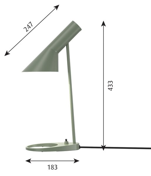 Stolne Lampa Louis Poulsen, AJ Mini, Plava, Dnevna soba, Metal, Dizajn