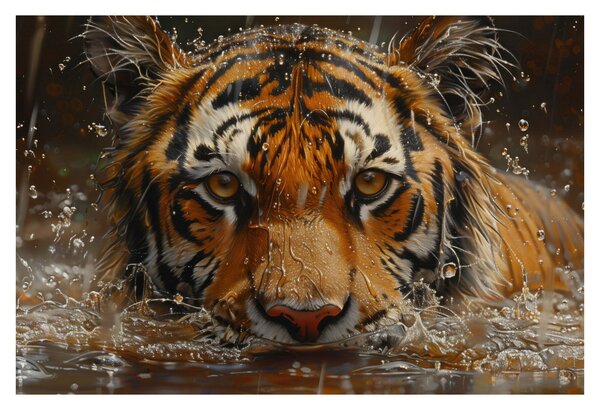 Slika - Portret tigra u vodi (90x60 cm)