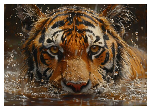 Slika - Portret tigra u vodi (70x50 cm)
