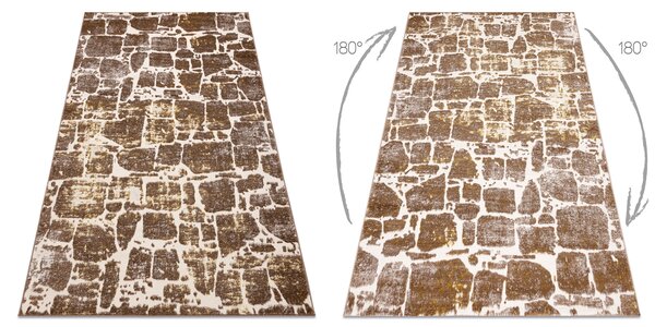 Tepih MEFE moderna 6184 asfaltiranje cigla - Strukturne, dvije razine flora tamno bež