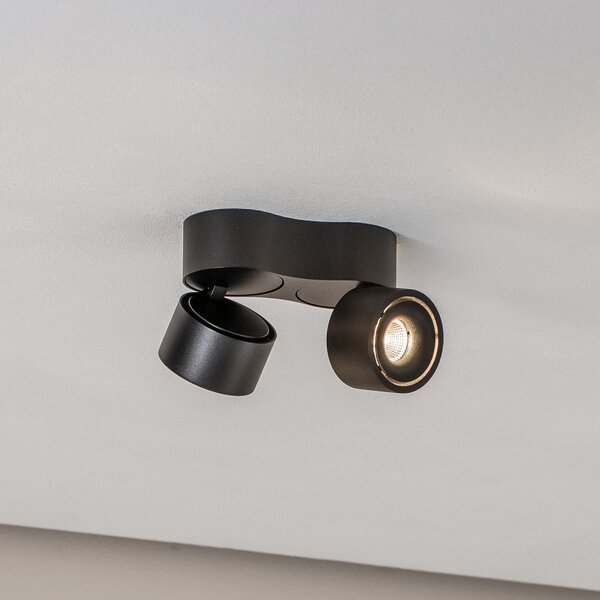 Arcchio LED stropni reflektor Rotari, 1240lm, 2 žarulje, crna, prigušiva, Crno, Dnevni boravak/blagovaonica, Aluminij