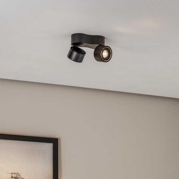 Arcchio LED stropni reflektor Rotari, 1240lm, 2 žarulje, crna, prigušiva, Crno, Dnevni boravak/blagovaonica, Aluminij