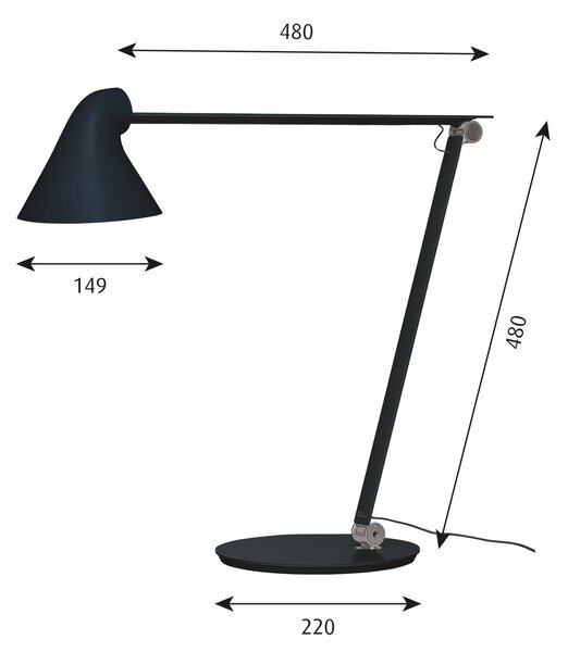 Stolne Lampa Louis Poulsen, NJP, prigušiv, Crno, Dnevna soba, Metal, Dizajn
