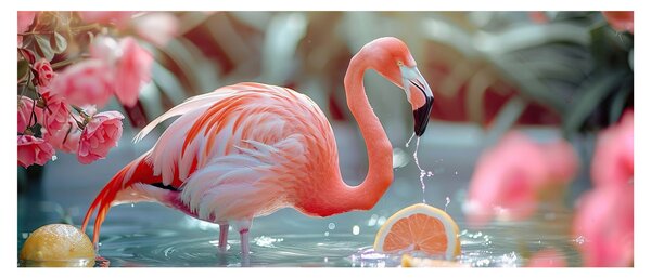 Slika - Flamingo u ribnjaku (120x50 cm)