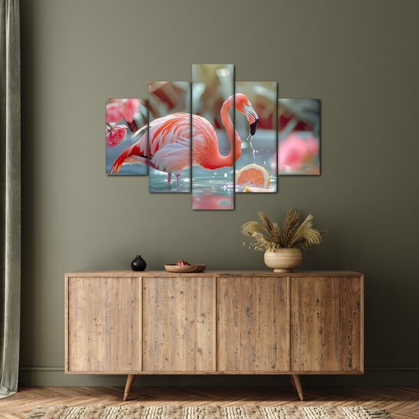 Slika - Flamingo u ribnjaku (150x105 cm)